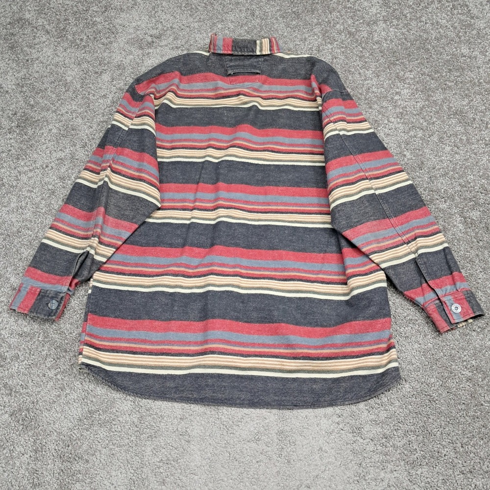 Vintage Territory Ahead Mens Striped Heavy Cotton Twill Flannel Shirt Red Medium - Picture 4 of 7